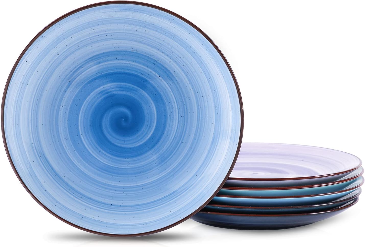 Selamica Ceramic 10 inch Dinner Plates, Large Pasta Dessert Salad Plates, Porcelain Serving Plate for Appetizer, Pancakes, Steak, Set of 6, Black Speckles, Gradient Blue Gradient Blue 10 inch