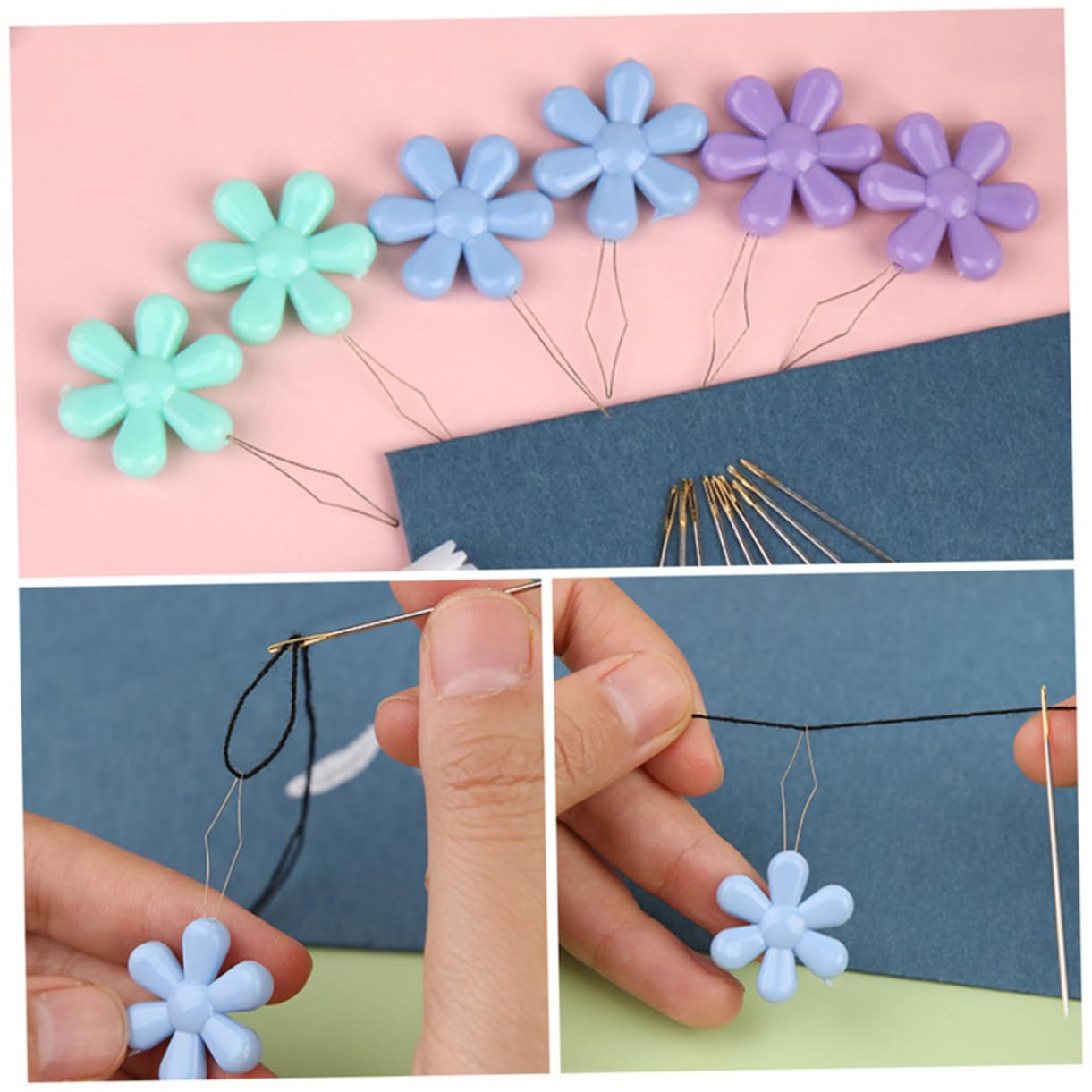 jojofuny 5 Set Fili di Aghi A Cruna Compatti Forniture Infila Ago Cucire Threadle Adgo Attrezzo Dispositivo per Infilare L'ago da Ricamo Aghi da Ricamo Plastica 50 Pezzi*5