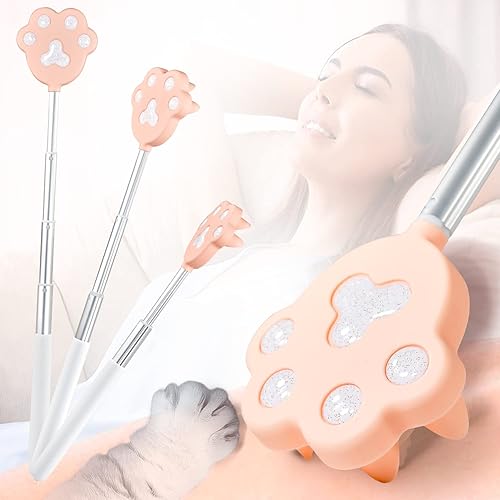 Rascador de espalda extensible portátil para hombres y mujeres, de 9 a 27 pulgadas de largo, mango telescópico, linda cabeza de garra de gato,