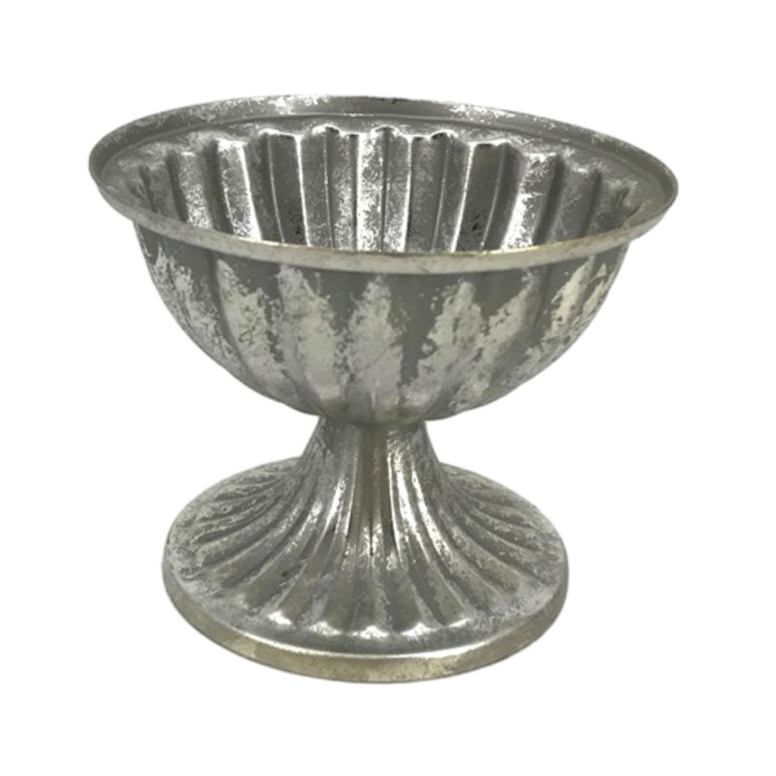 TWISAXC French Urn Planter Decorative Vase Stylish And Centerpiece For Indoor Spaces Small Flowerpot Ornaments Centerpiece Plant Vase Bathroom Or Entrance, antique silver, L
