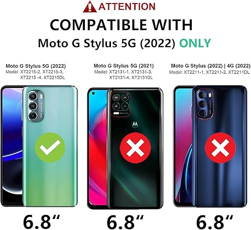 Miniatura 2 de Jeylly Funda para Motorola G Stylus 5G 2022, doble capa de alta resistencia a prueba de golpes, policarbonato duro+goma TPU suave, cubierta