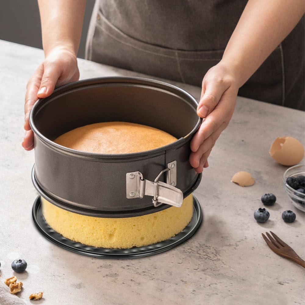 TINSKY 4 Pcs 6 Inch Springform Pan with Removable Bottom Carbon Steel Circle Spring Form Cake Pan Small Non Stick Cheese Cake Pans for Baking Kitchens