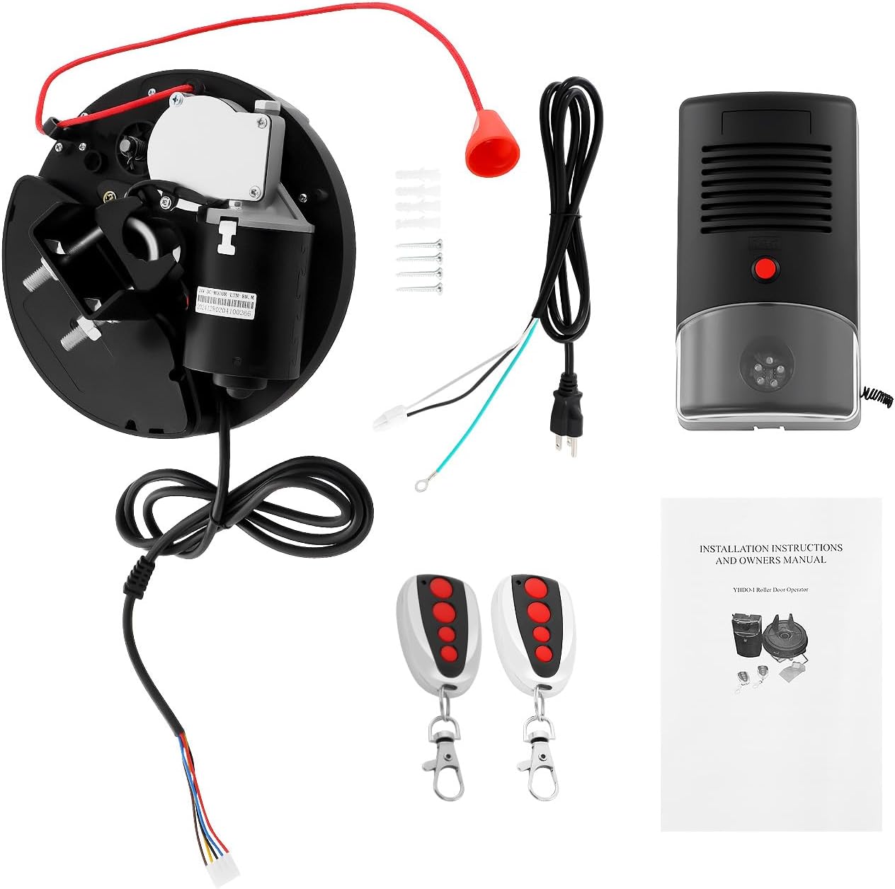 Automatic Roller Door Opener, 110V 80W Electric Roll Up Garage Door Opener 164FT 250N Lift Force Roll Up Garage Door Motor with Control Box for Rollup Doors Garage Doors