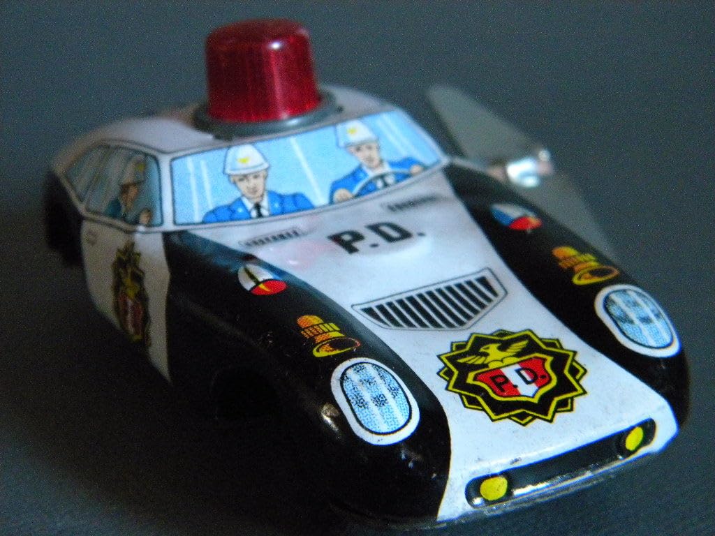 当時物 PD POLICE パトカー 日本製ブリキ !! Ferrari 作動良好 Tin toy