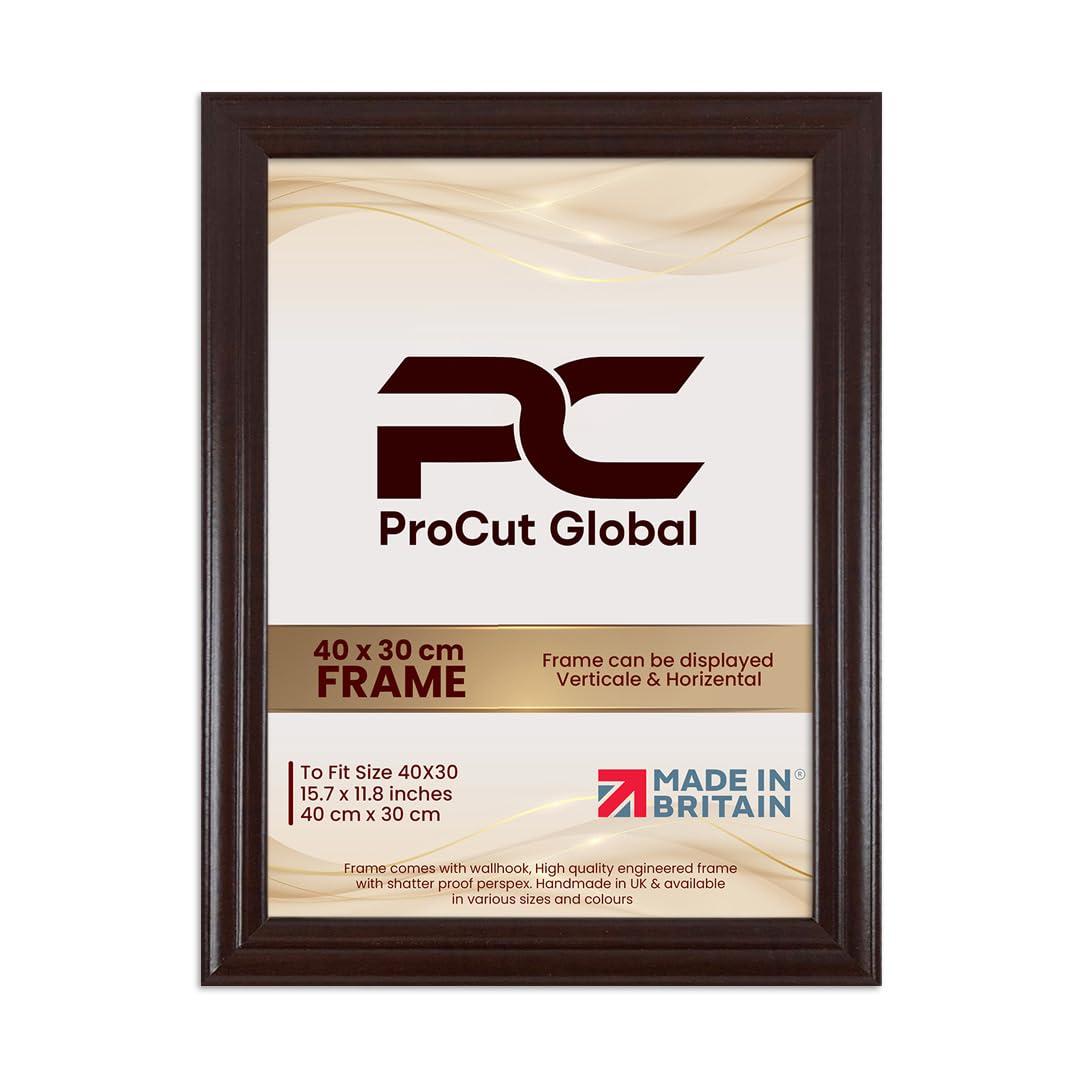 Procut Global 40x30CM Mahogany Picture Frames - Classic Wooden Photo Frame with Shatterproof Perspex for Wall or Tabletop - Perfect for Posters, Certificates & Prints - Sizes & Colors Available