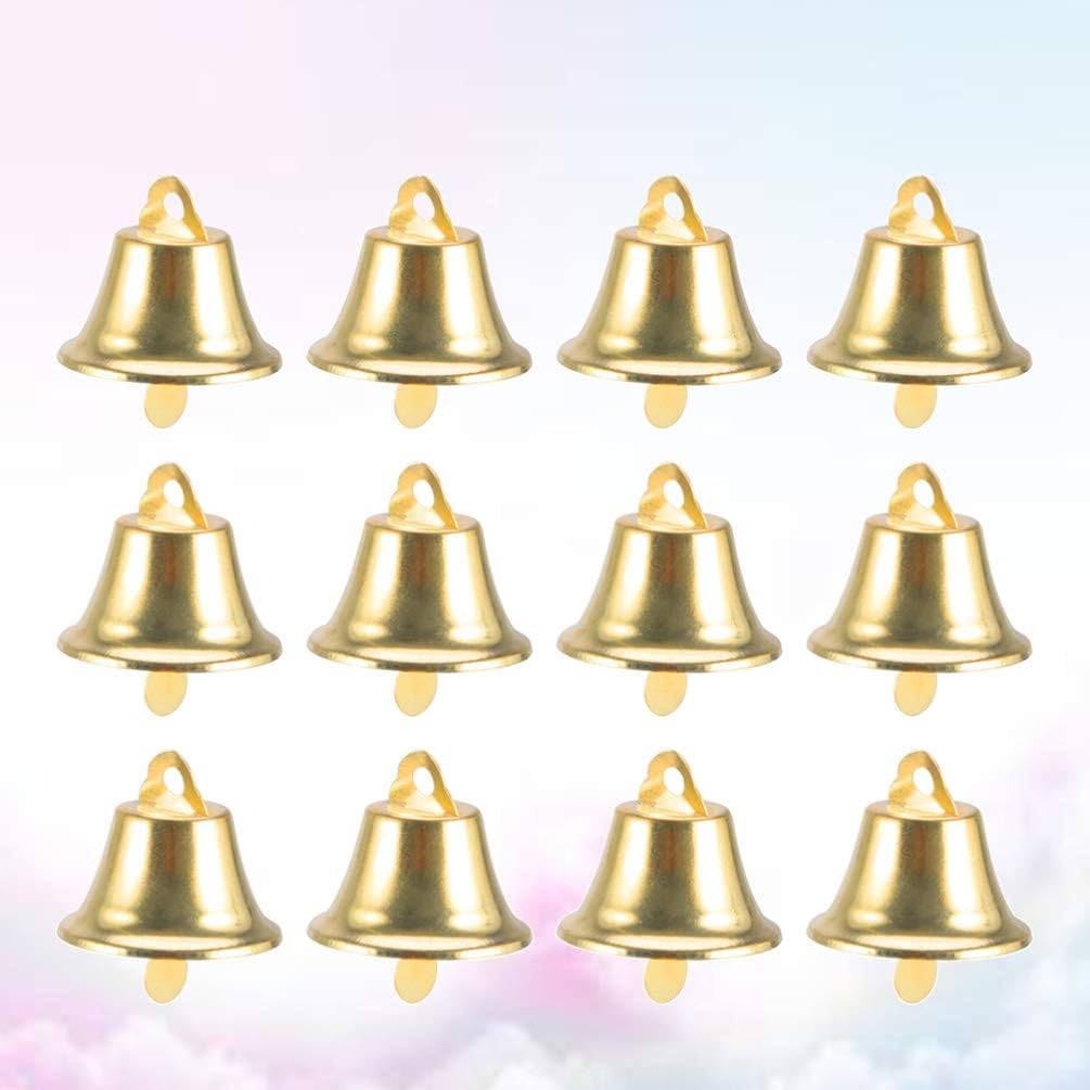 100pcs Gold Liberty Bells Christmas Jingle Bells Mini Craft Bells Vintage Brass Bells for Christmas Wind Chimes Making (Diameter 35mm), 3.5cm