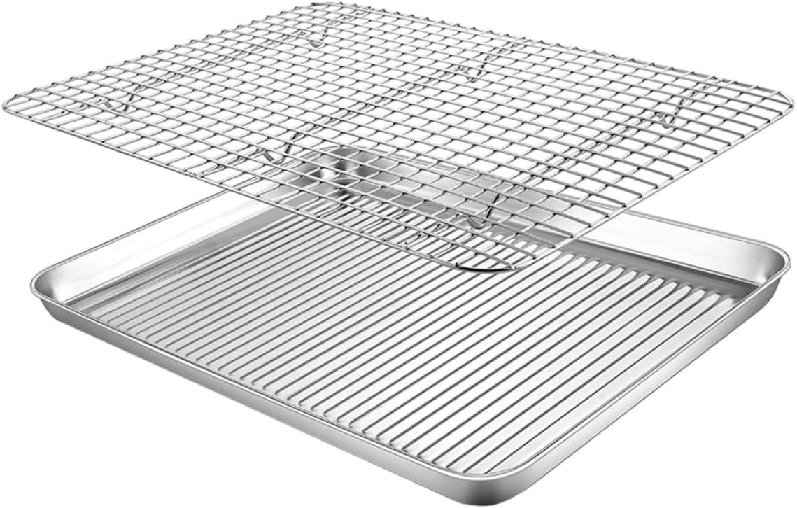 Alipis 1set Baking Pan and Household Wire Rack Multi-function Cooling Rack for Baking and Grilling Dishwasher Safe for Cookies Bread
