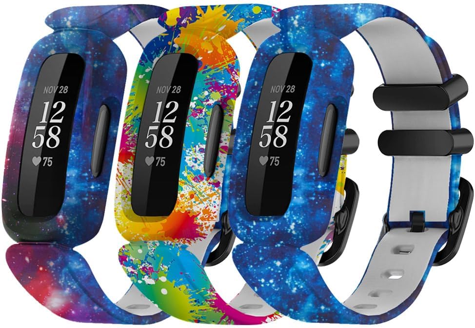Chofit Compatible with Fitbit Ace 3 Strap, Soft Silicone Replacement Strap with Floral Pattern Bracelet for Kids for Ace 3 Activity Tracker