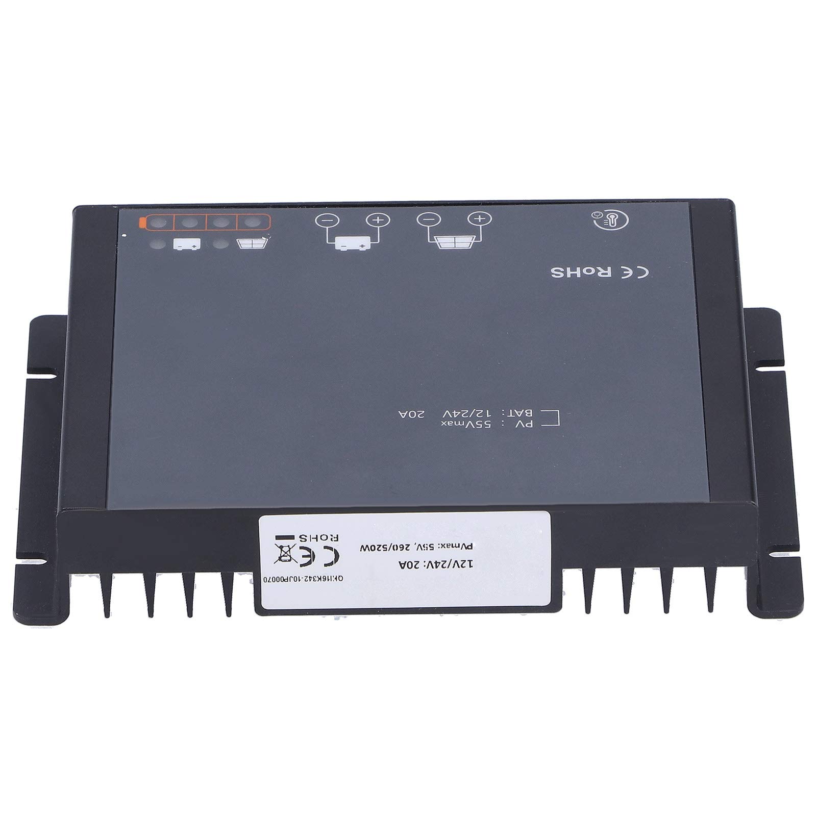 Controlador de Carga Solar MPPT Controlador Solar Regulador Enfoque de Seguimiento Automático Resistente al Agua con Bluetooth 20A DC 12/24V