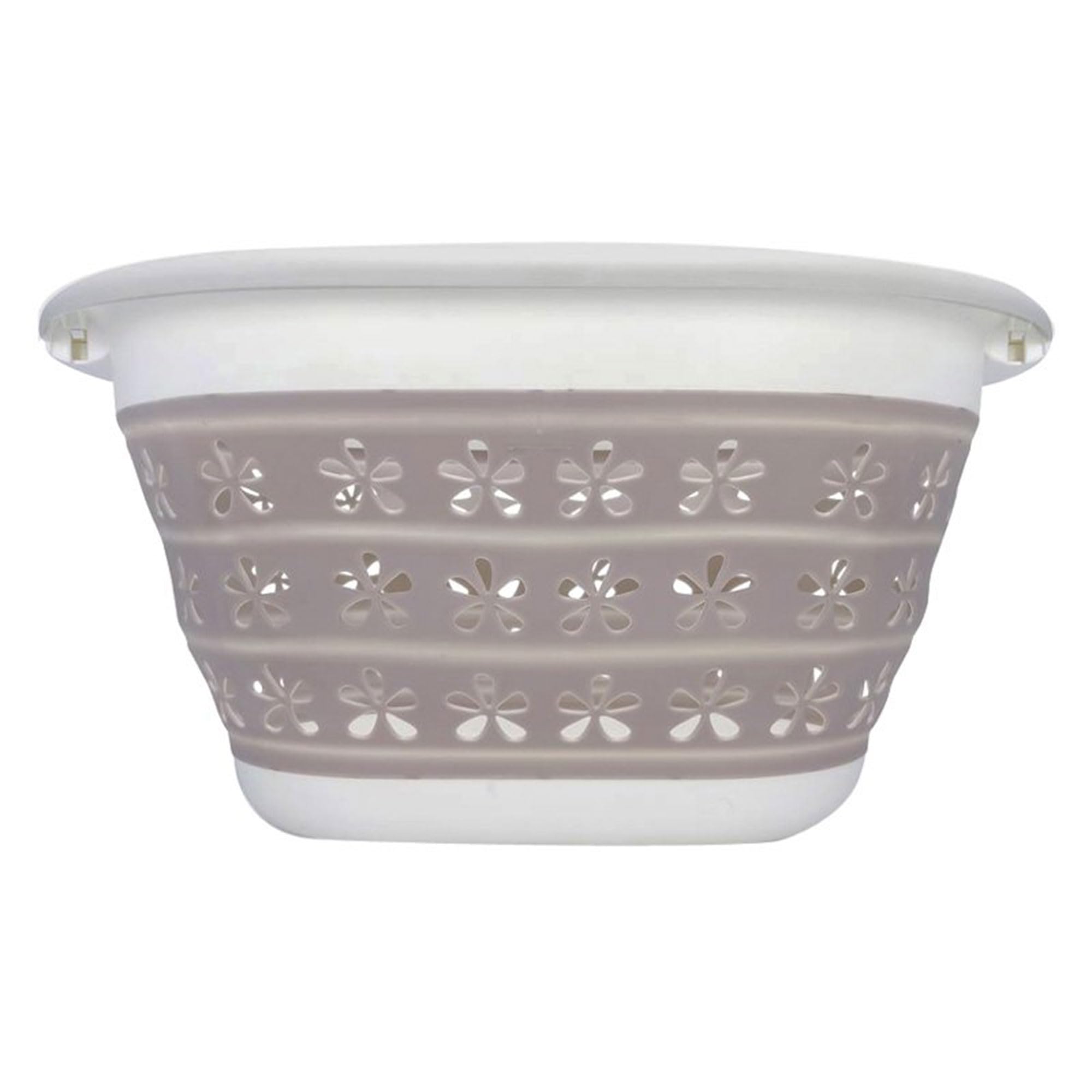 Cesta Plegable Para Ropa Camco - Grande, Color Blanco/gris, Ideal Para Organizar Lavandería O Guardar Cosas