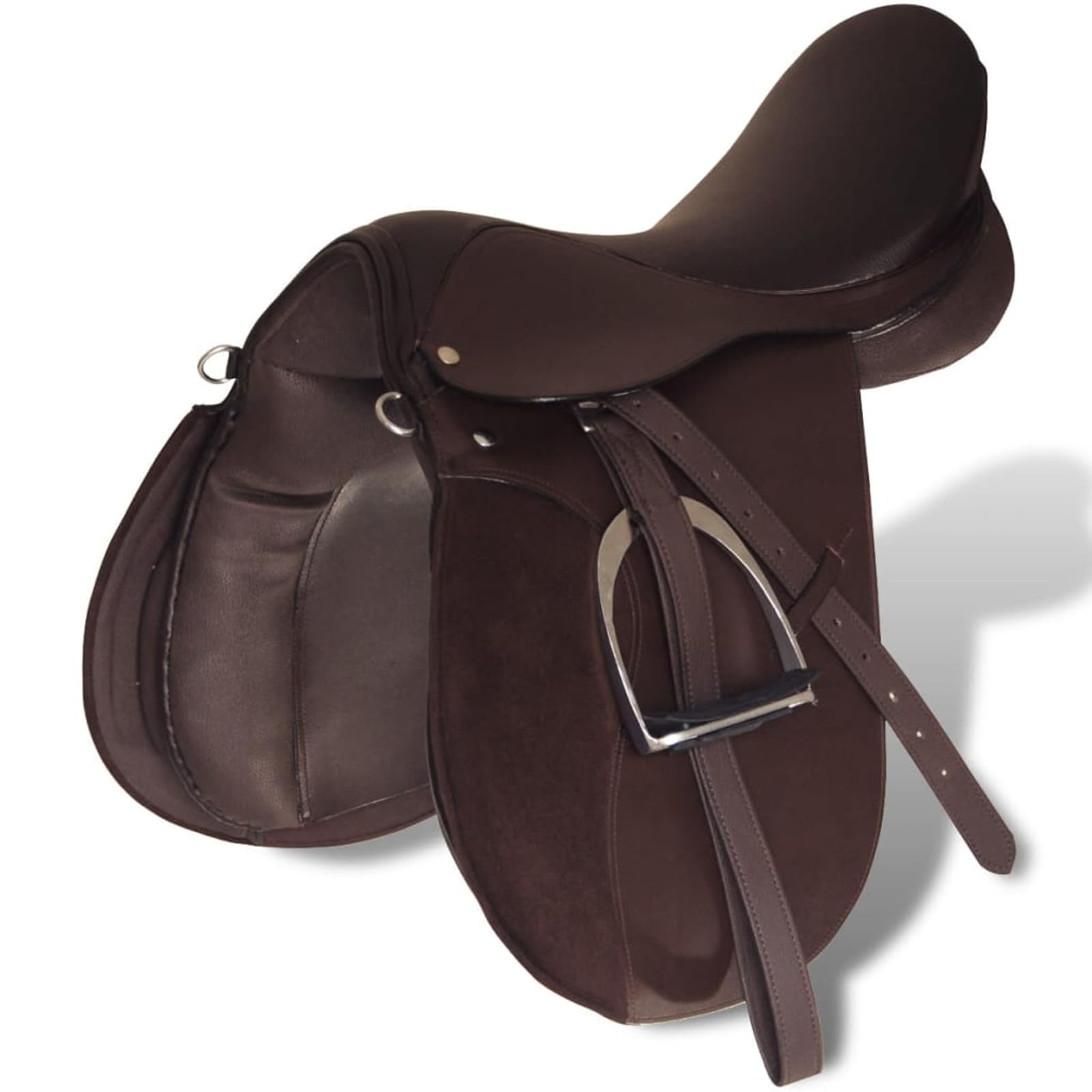 Homgoday Set de Montura de Caballo de 17.5" y Cuero marrón 18 cm, 5 en 1