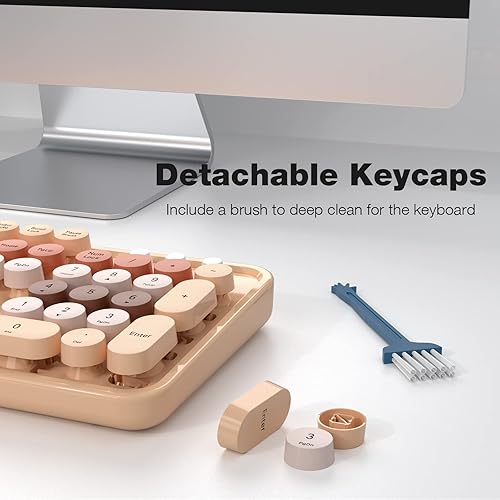 Miniatura 6 de Teclado y ratón inalámbricos, combo de teclado de máquina de escribir retro de tamaño completo USB 2.4GHz y ratón de coche deportivo para Mac,