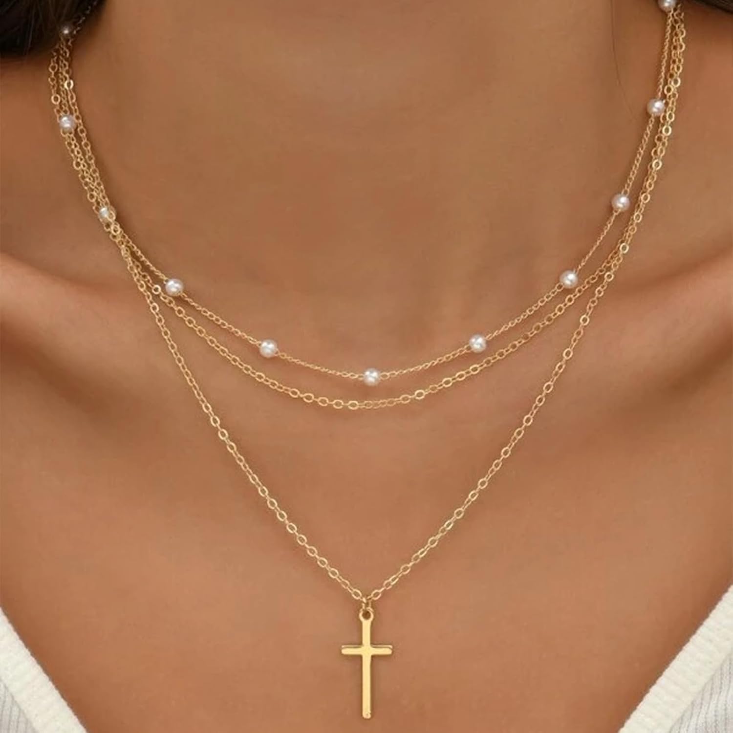 24PCS Gold Necklace Chain for Jewelry Making 1.5MM 18K Gold Plated Stainless Steel Cable Cross Link Chains Bulk for DIY Necklace