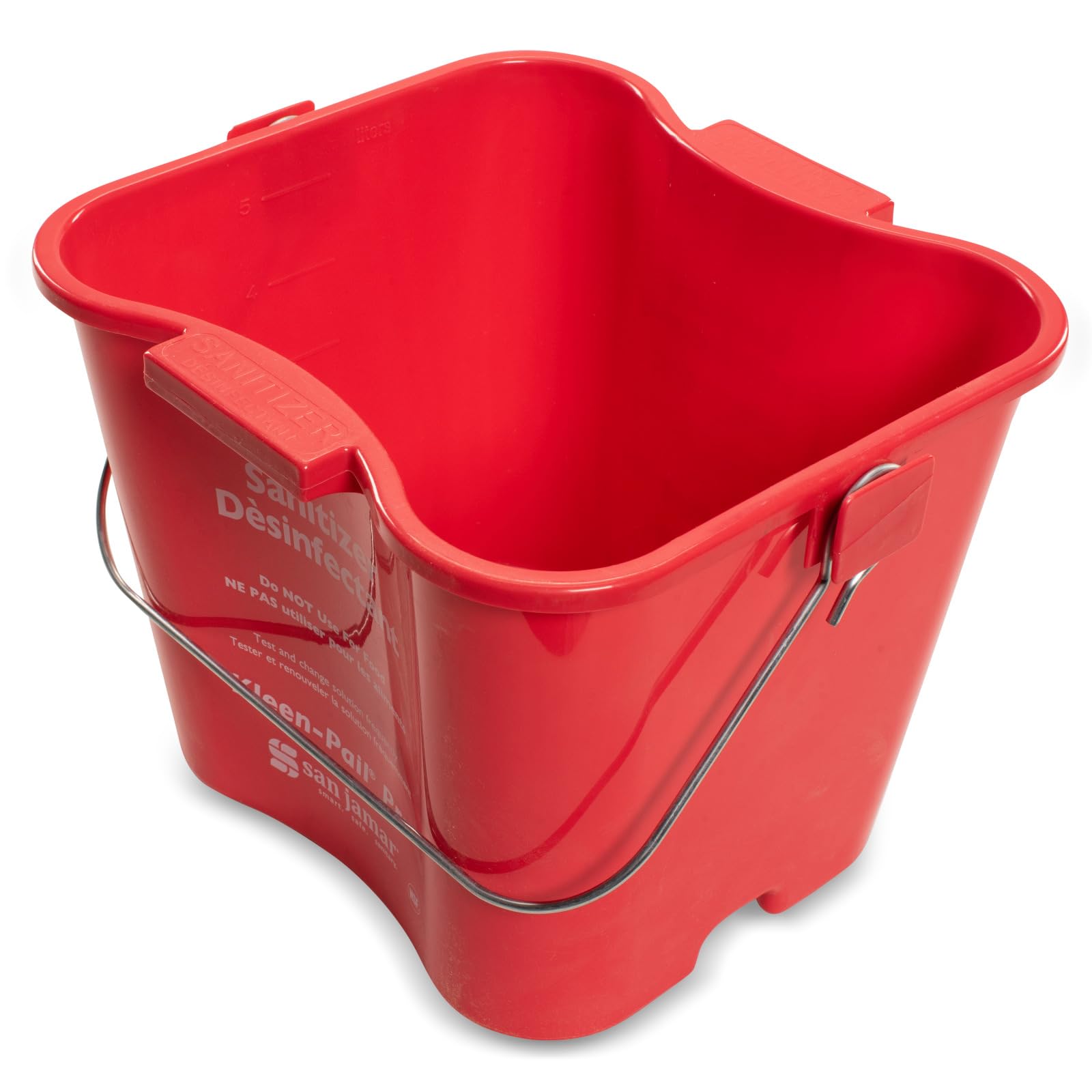 Kleen-Pail Pro Sanitizer Pail Cleaning Bucket with Bail Handle for Cleaning by San Jamar – 3 Quarts, Plastic, Red, Model KPP97RD