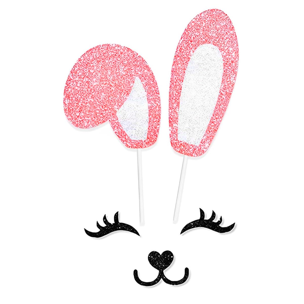 Enwye Bunny Cake Topper with Ears Eyelash Nose for Birthday Easter Spring Party Decor Rabbit Picks