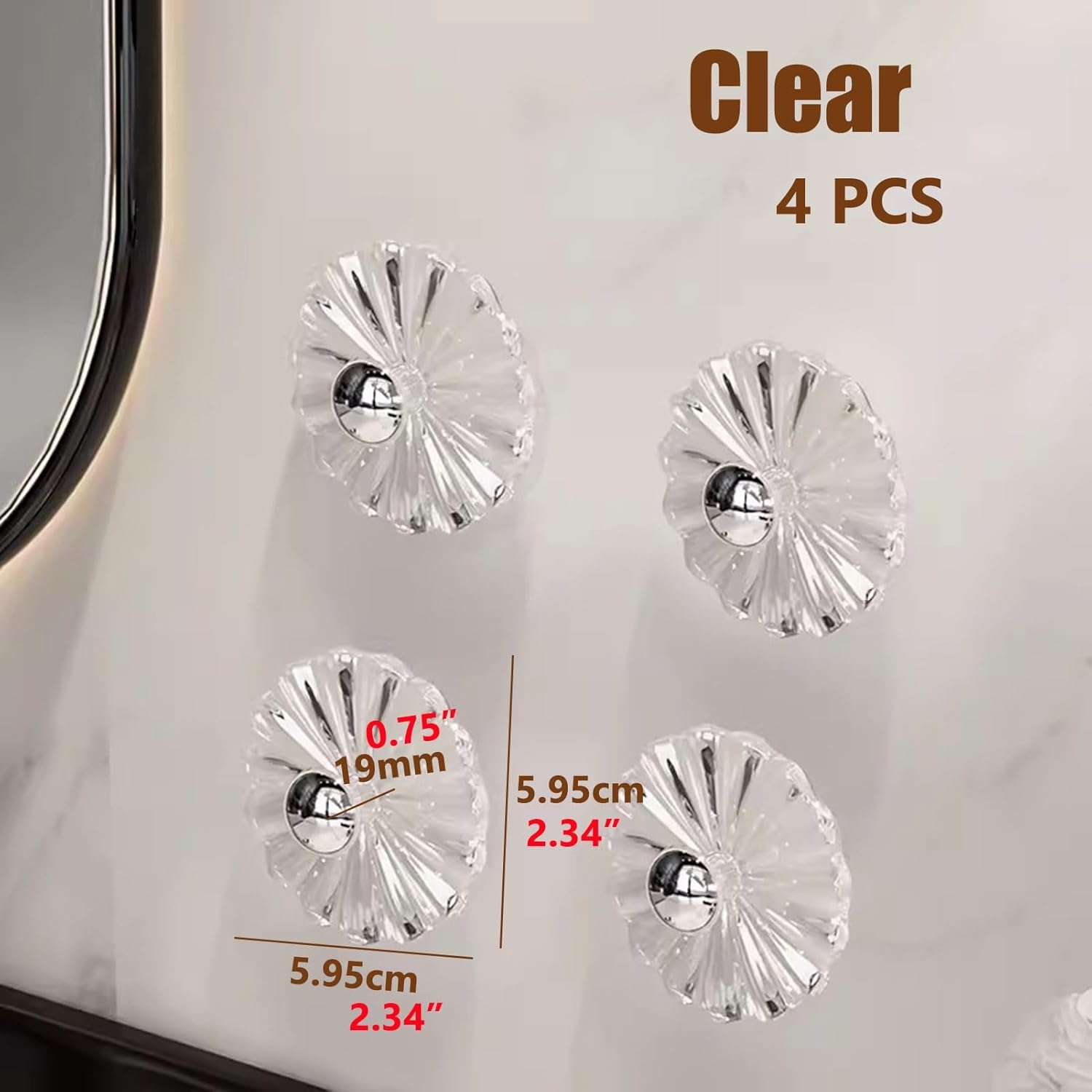 Hair Accessories Organizer Holder, 4 Pcs Clear Acrylic Headband Holder Organizer, Scrunchie Organizer Stand, Adhesive Hat Hooks No Drilling Hat Organizer(Clear)
