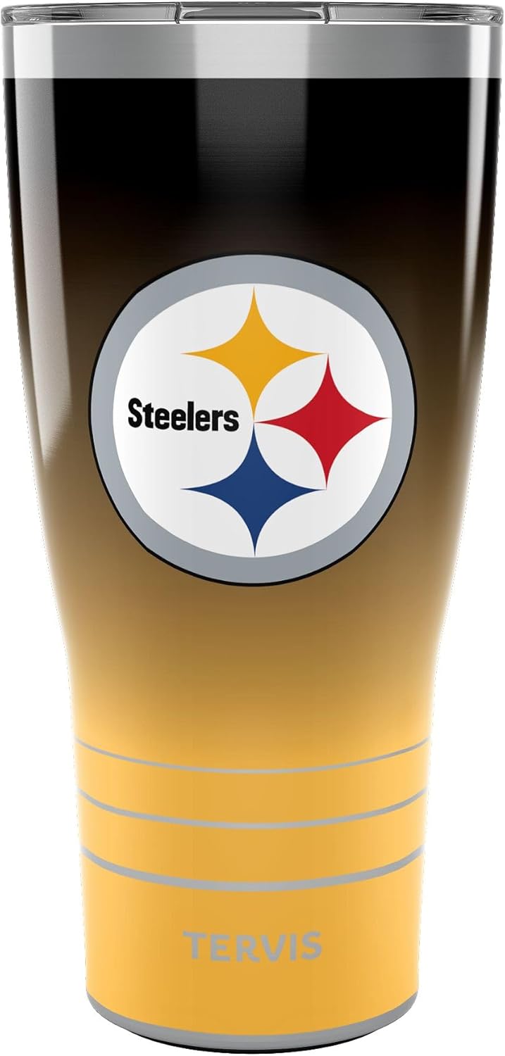 Tervis Traveler NFL Pittsburgh Steelers - Ombre Triple Insulated Tumbler Travel Cup Keeps Drinks Cold & Hot, 30oz, Stainless Steel