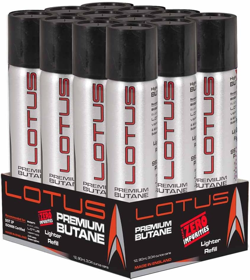 99.99% Pure 90 ml Butane Lighter Fuel Gas Refill 12 - Pack