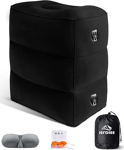 Miniatura 9 de JefDiee Almohada inflable de viaje, cama de avión para niños, almohada de vuelo de altura ajustable, artículos esenciales de viaje para avión, Gris