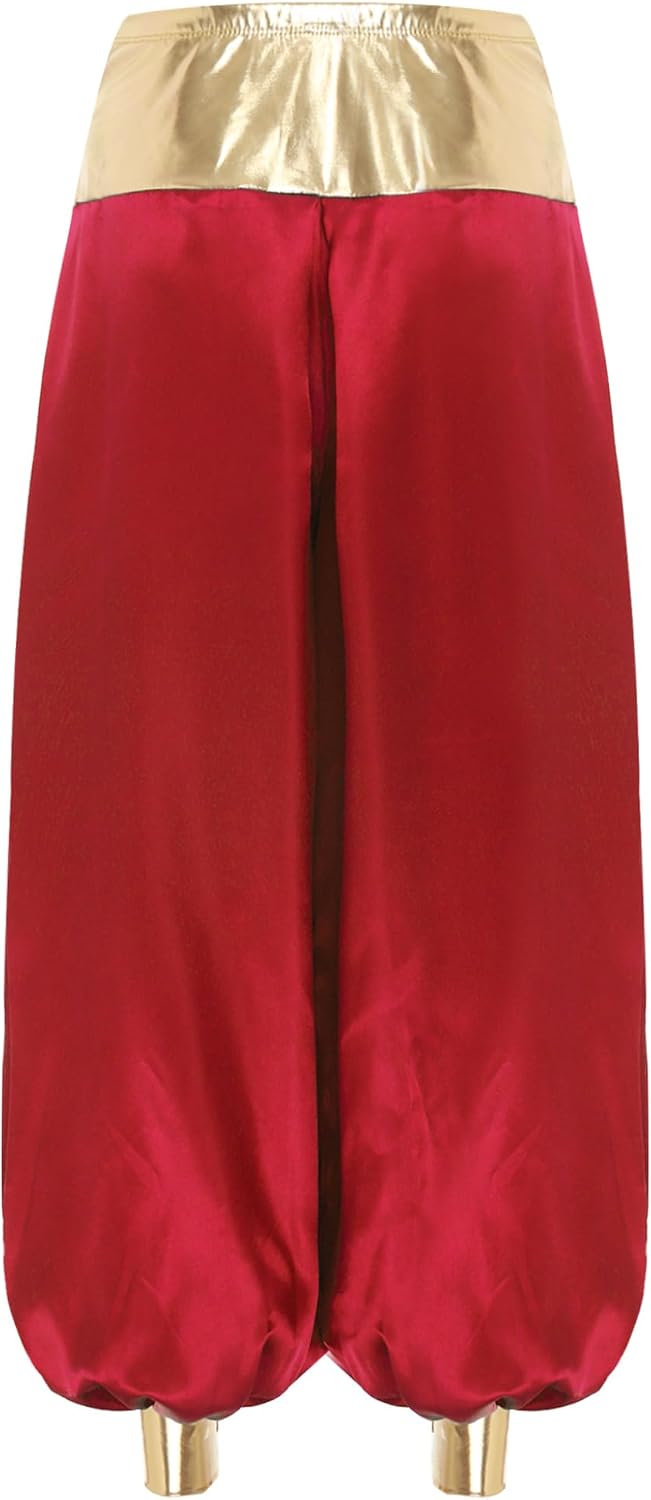 Jelory High Waist Silky Satin Arabian Harem Pants for Women for Rave Halloween Cosplay Dance