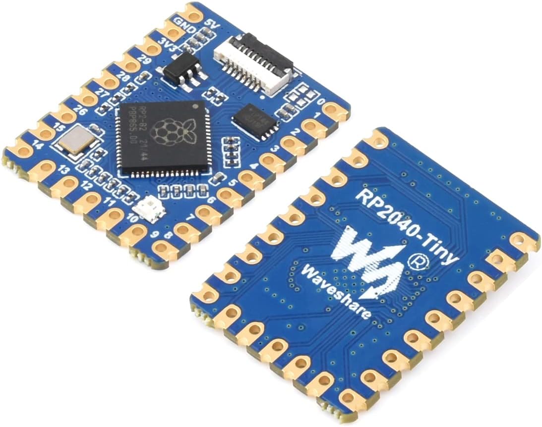 Waveshare RP2040 Development Board Based on Raspberry Pi RP2040 Microcontroller Chip Dual-Core Arm Processor, 20×Multi-Function GPIO Pins, Support C/C++, MicroPython, Arduino, 23.5 * 18 * 2.1 mm