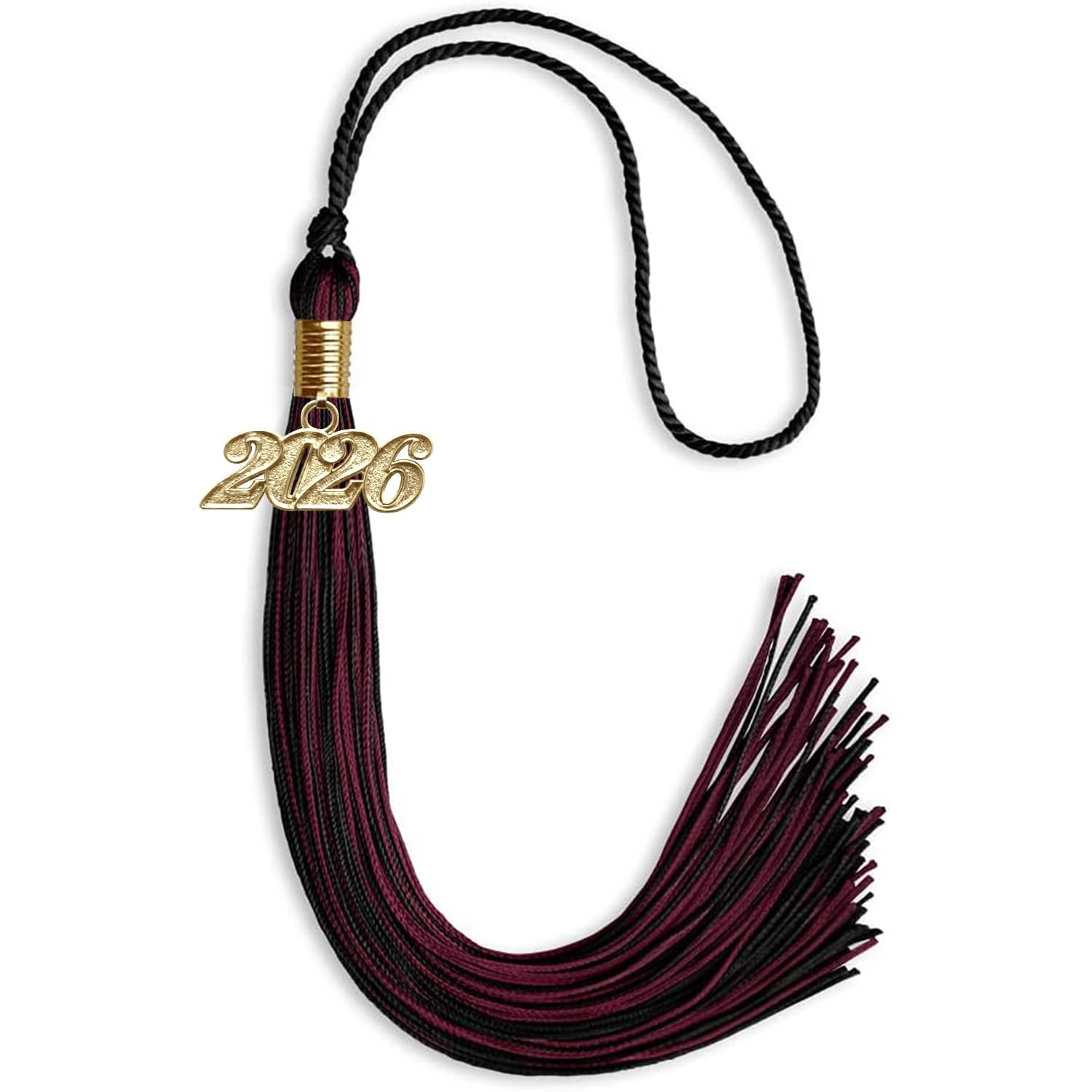 Endea Graduation Mixed Double Color Tassel with Gold Date Drop (Black/Maroon, 2026)