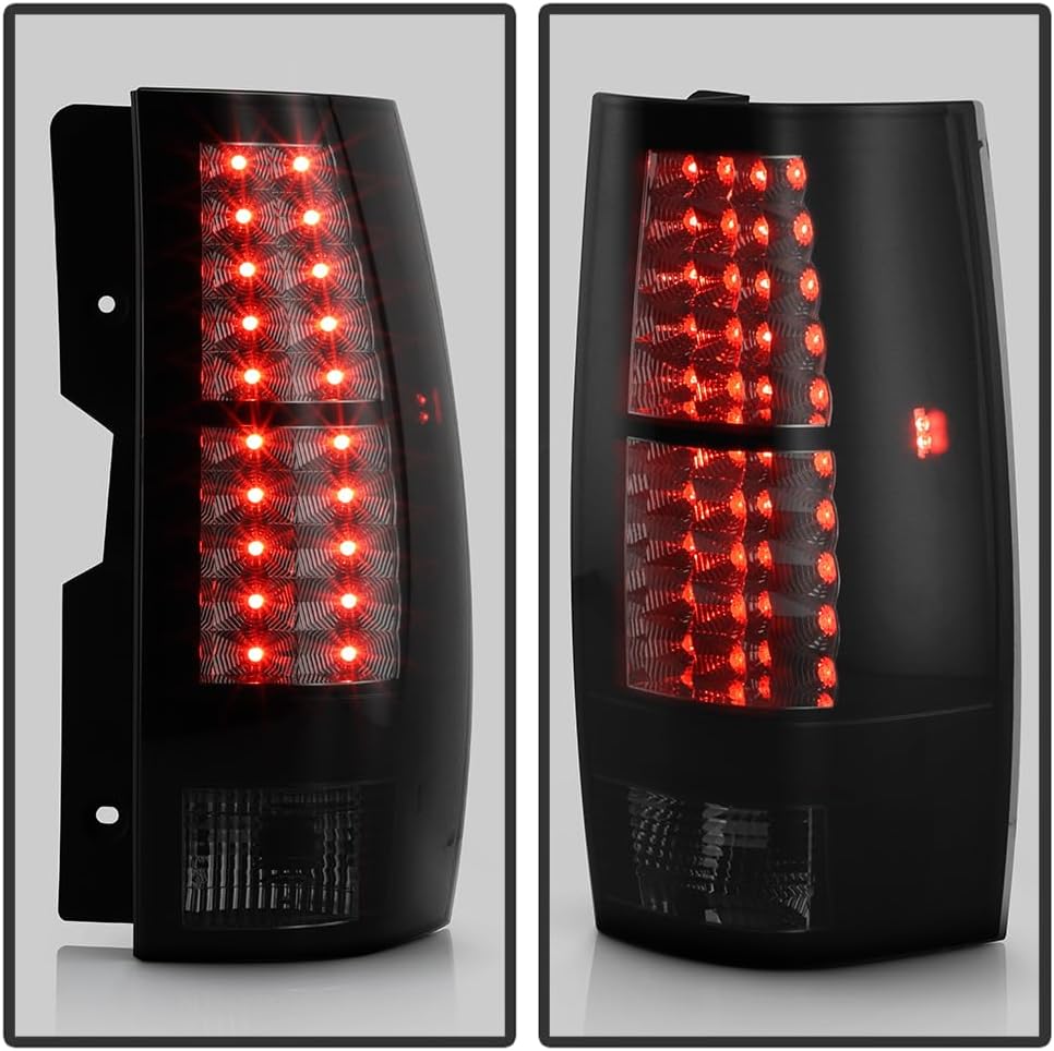 ACANII - For 2007-2014 Chevy Suburban Tahoe GMC Yukon Black Smoked LED Tail Lights Brake Lamps Driver & Passenger Side