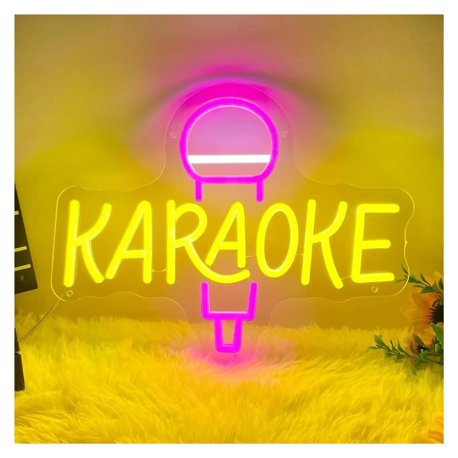 RONGCH Hanging Art Neon Signs Karaoke Neon Sign LED Light Dimmable for Music Room Bar Open Studio Game Room Party Wall Decor 38cmx29.59cm