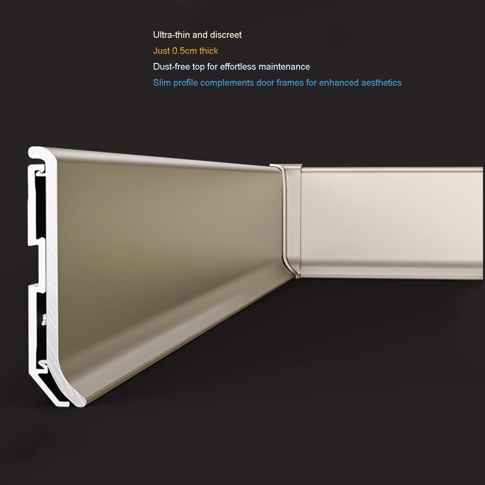 Metalowa Listwa Przypodłogowa, 125 Cm * 2 Szt. Przypodłogową Łatwa W Montażu I Czyszczeniu, Do Nowoczesnego Wystroju Wnętrz I Renowacji Wnętrz(Champagne Gold,10cmx125cm)