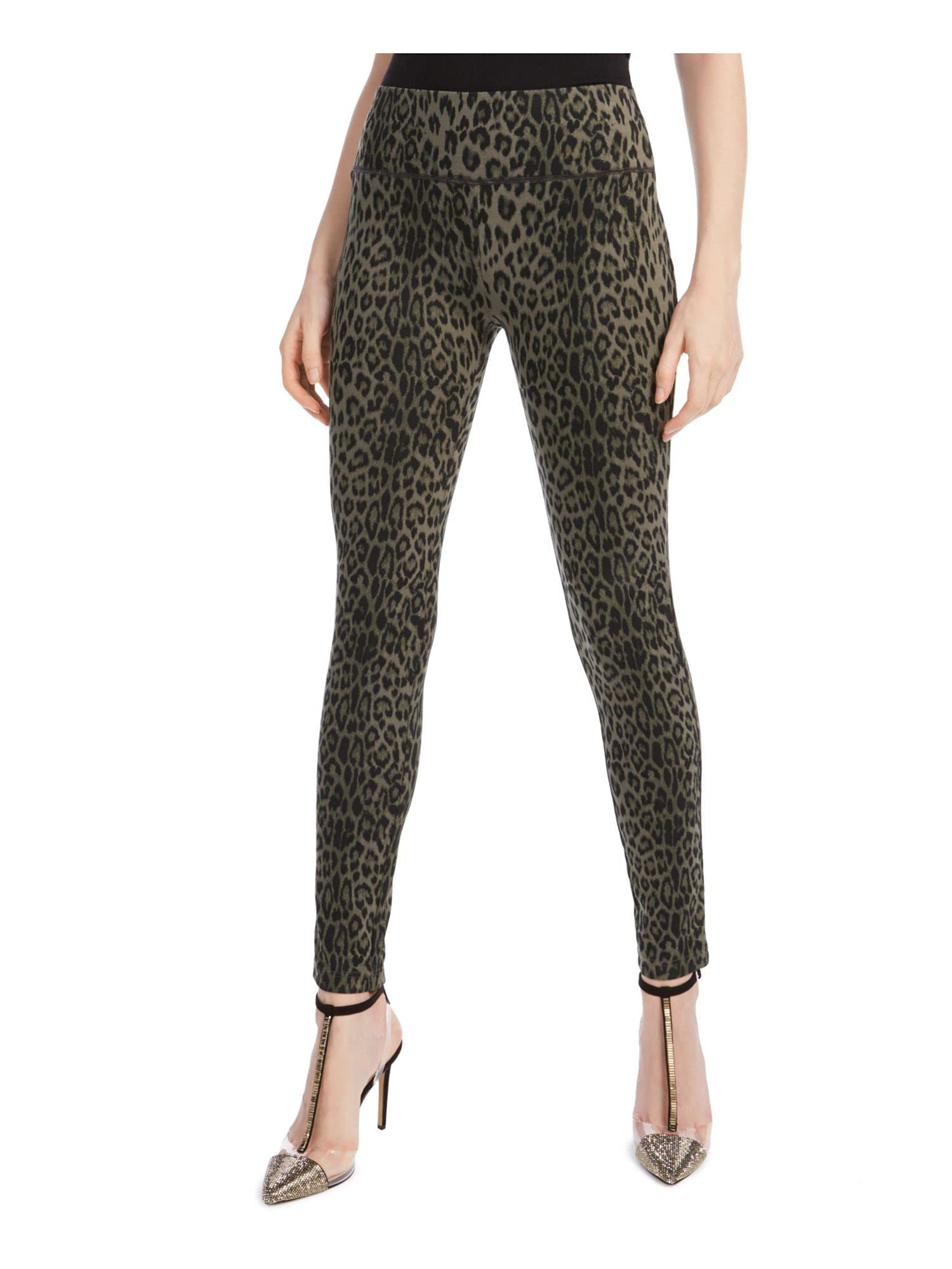 INC Womens Green Pull-on Animal Print Skinny Party Pants Size 10