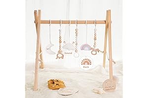 Little Dove Baby Play Gym - Foldable Wooden Play Gym with 6 Toys