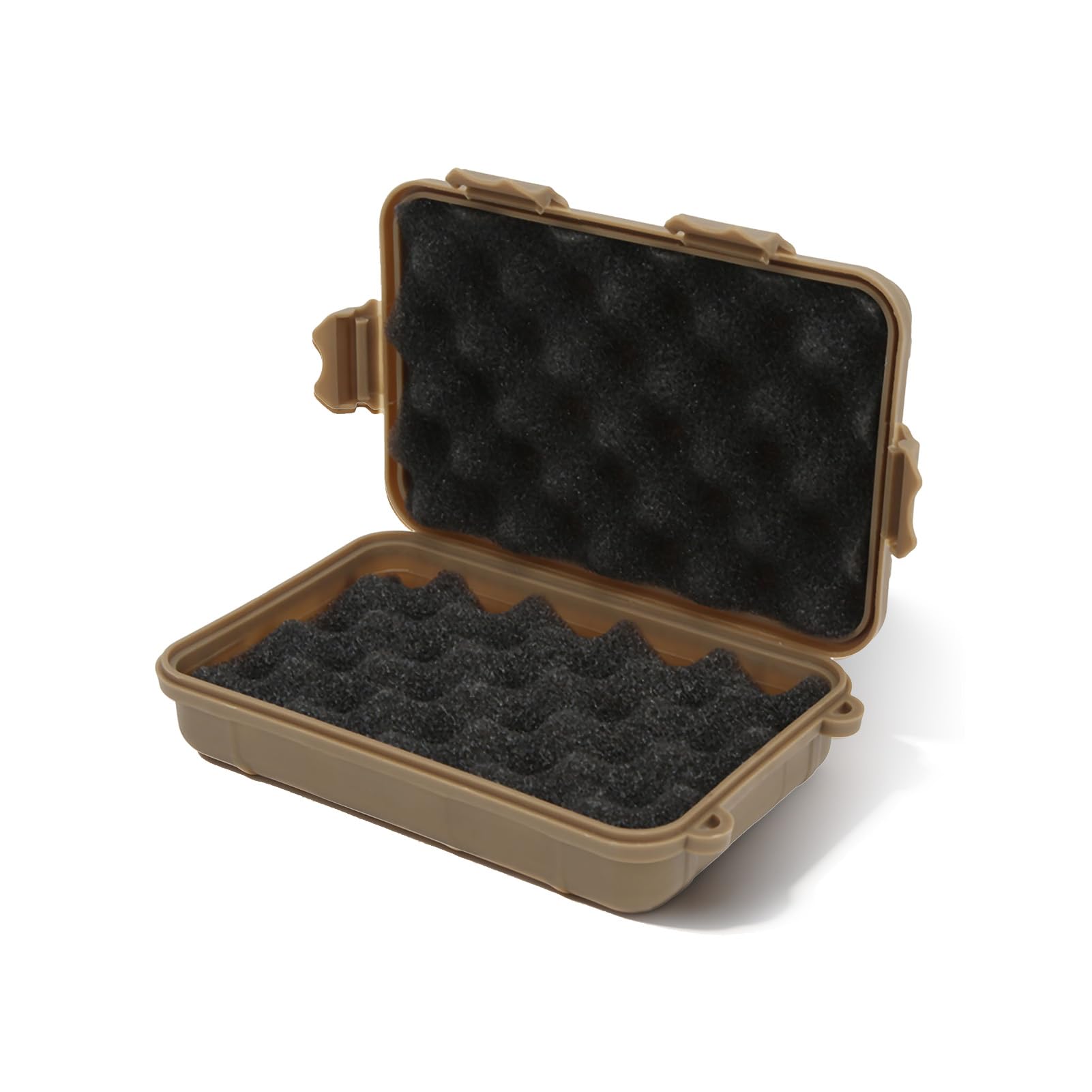 equlup Survival Storage Box, 11x17x6cm Airtight Outdoor Survival Case Shockproof Rainproof Sealed Plastic Container with Sponge Liner for Travel Camping Hiking (Brown)