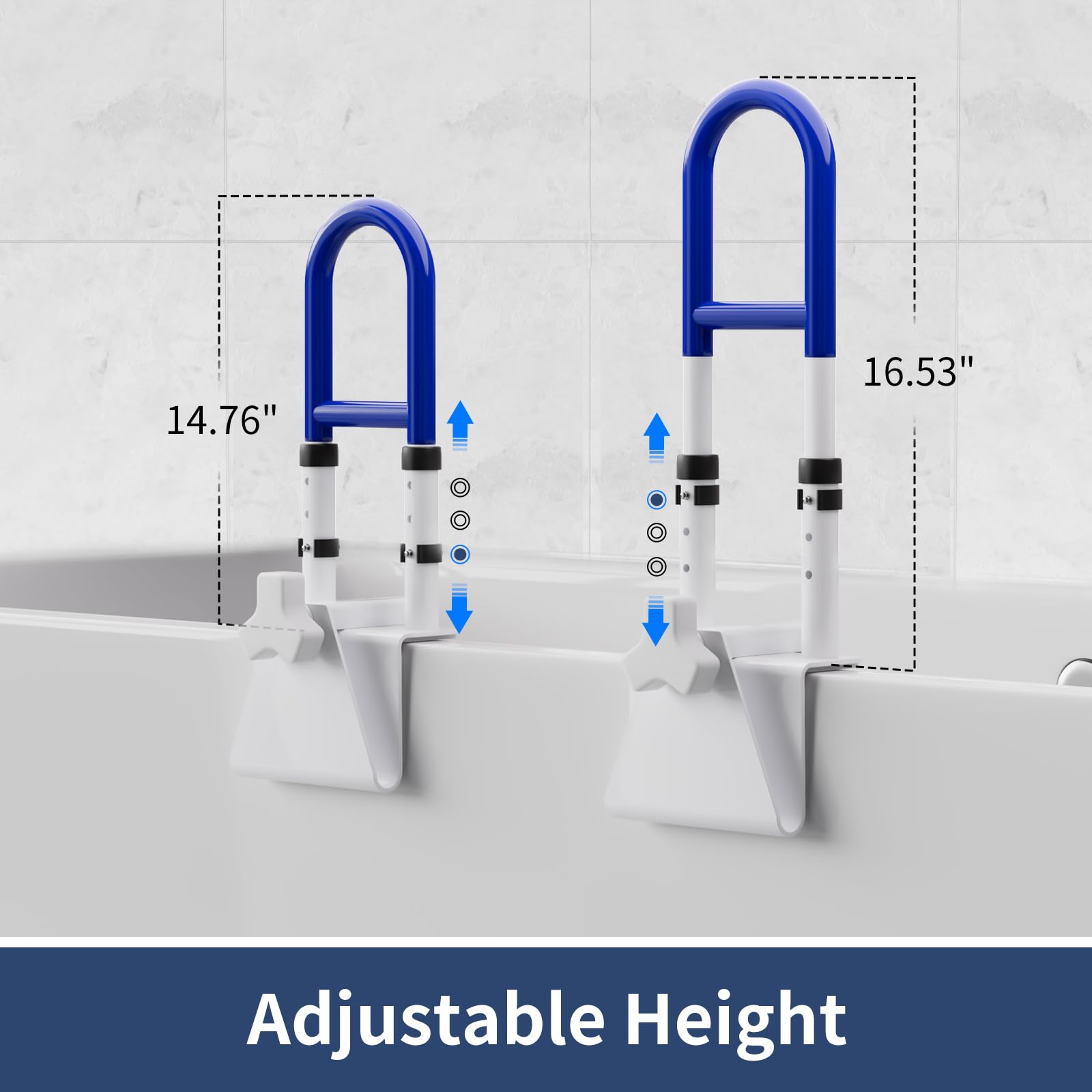 Barra de seguridad ajustable para bañera y ducha para personas mayores, ancianos y discapacitados, rieles de seguridad para baño, agarre antideslizante, soporta 300 libras