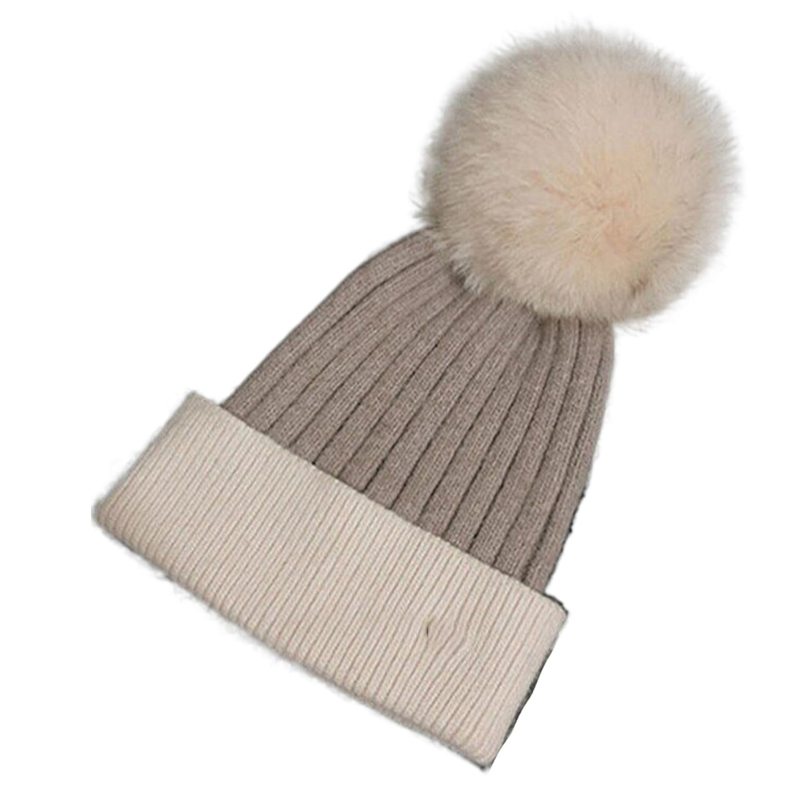 Gorro para Mujer, Gorro cálido de Invierno, Gorro de Punto con pompón, Gorro Informal para Mujer (como se Muestra en la Imagen, Talla única)