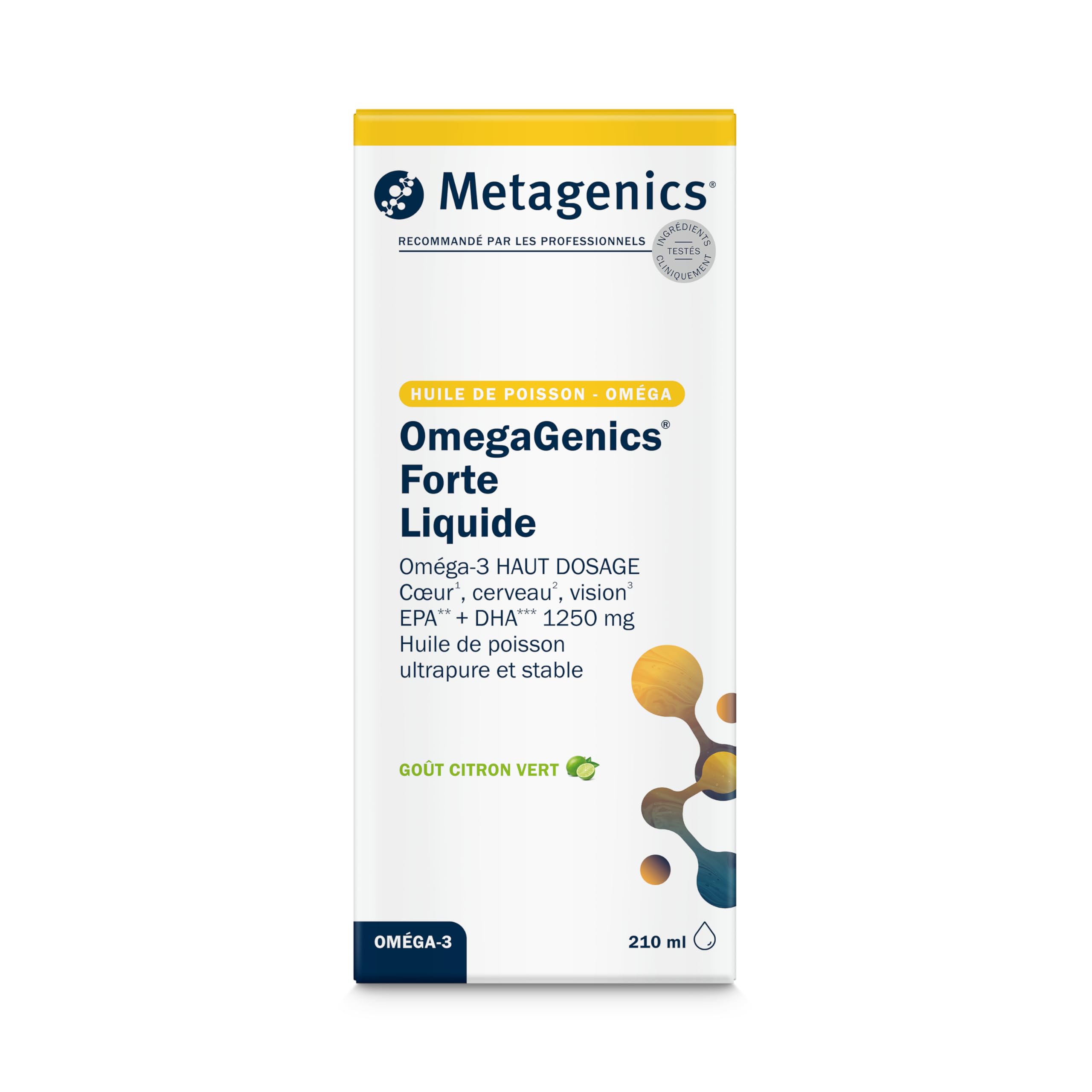 Metagenics Omegagenics Forte, Oméga 3, Haute Dose, Huile Poisson Liquide