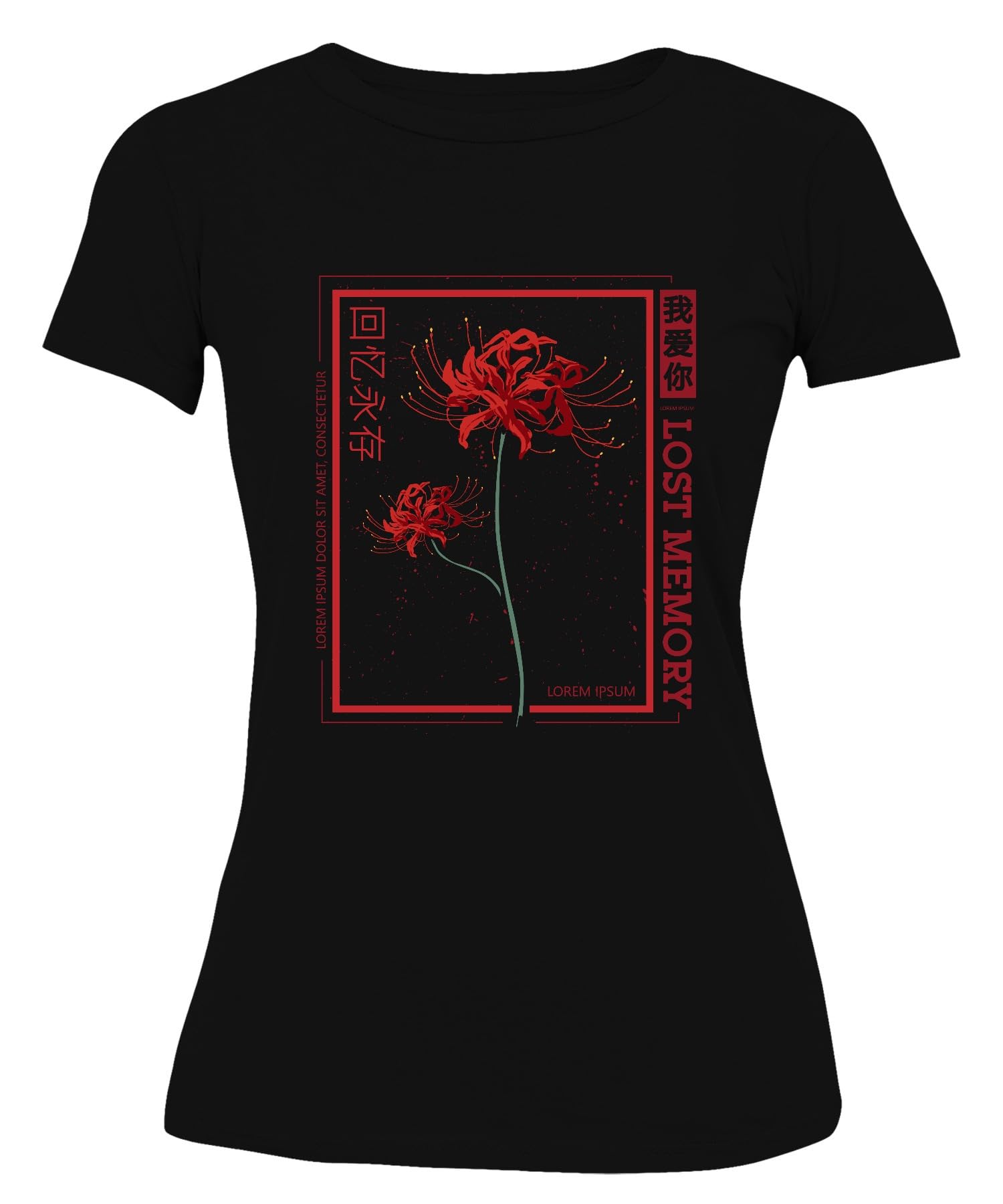 Lost Memory Rote Spinnenlilie Higanbana japanisch Streetwear Damen T-Shirt