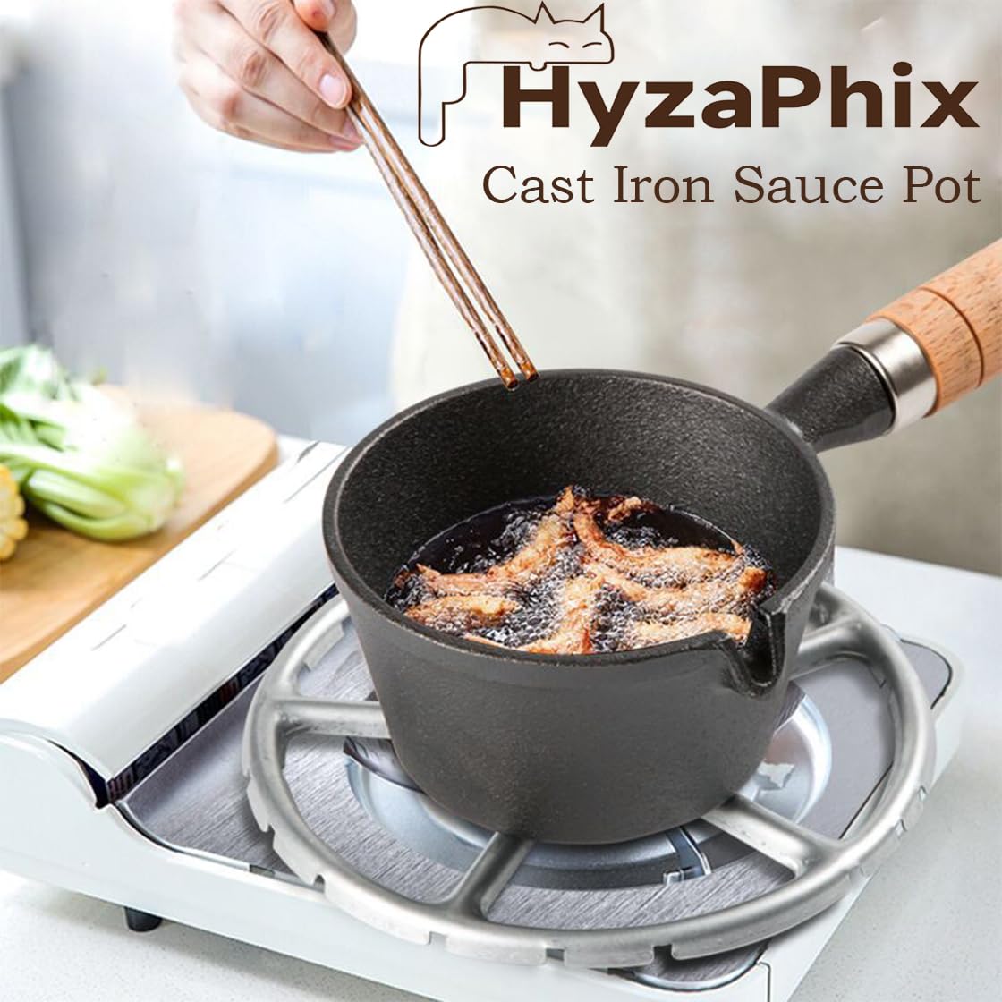 Amazon.com: HyzaPhix Cast Iron Sauce Pot and BBQ Mop Brush Set for