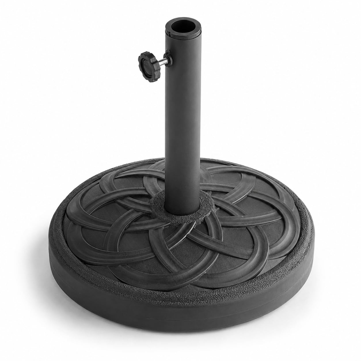 Black Round Concrete Umbrella Base by Glownary – 30 X 48 Inches, Steel, Brown, Pack of 5, Model 427basecnr28