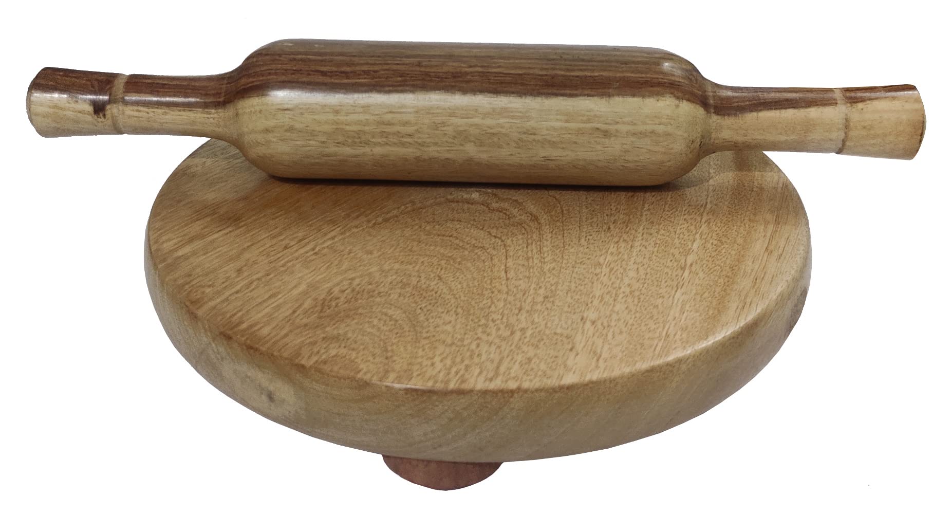 Purpledip Wooden Chakla Belan Roti Maker Rolling Pin Board Set (9 Inch Diameter); Kitchen Utensil (11069)