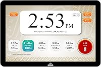 Vista 12 de Masjidal Reloj Azan digital de 14" con WiFi, Pantalla táctil dinámica, Tiempos de oración mundial, Jugador completo del Corán, Arte islámico, Negro