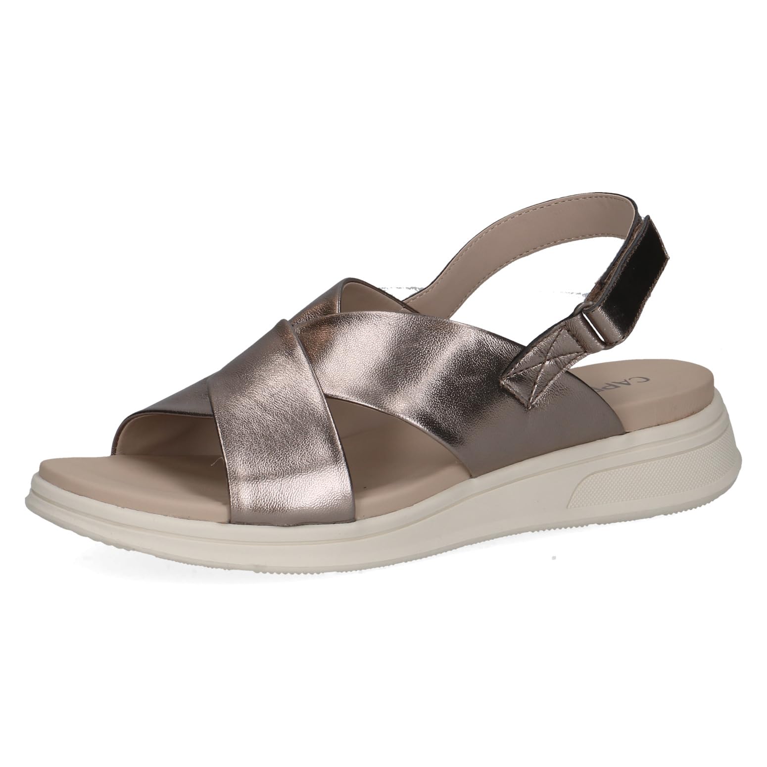 Caprice women's flat sandal in leather, Metallic (BROWN METALLIC), 6.5 UK