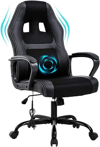 Silla de computadora de PC con soporte lumbar de masaje, silla de oficina de respaldo alto, silla de escritorio con respaldo ergonómico, silla de