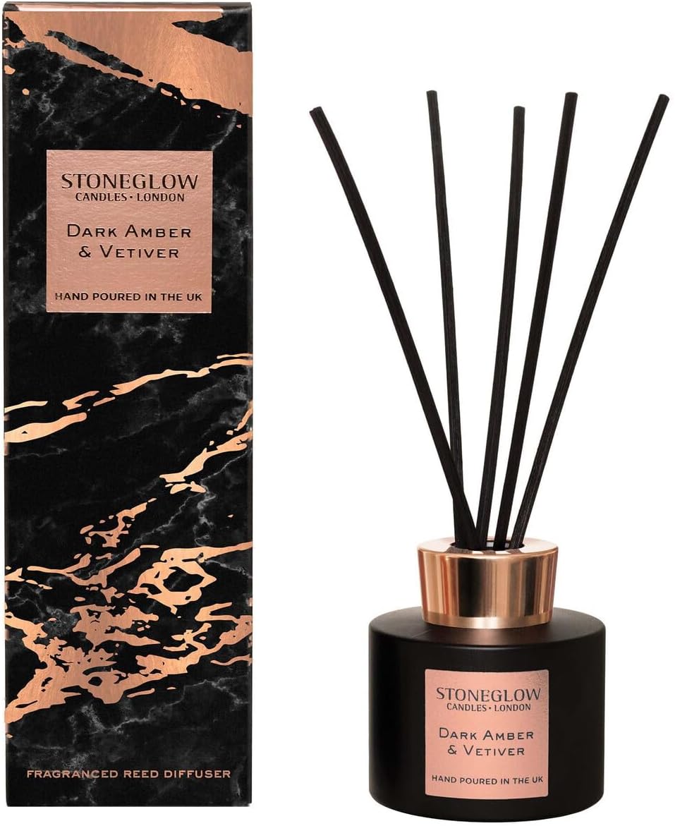 Luna Collection Black Pepper & Juniper Scented Reed Diffuser 120ml โ Cedarwood, Sandalwood & Nutmeg Scents, Lasts 10 Weeks, 10 Rattan Reed Diffuser Sticks, Refillable Home Air Freshener