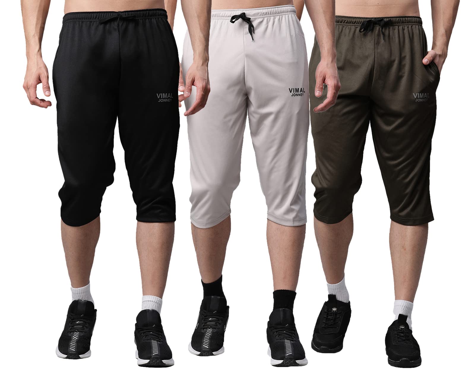 Dryfit Solid Multicolor 3/4th Capri for Men -B5781-image-4