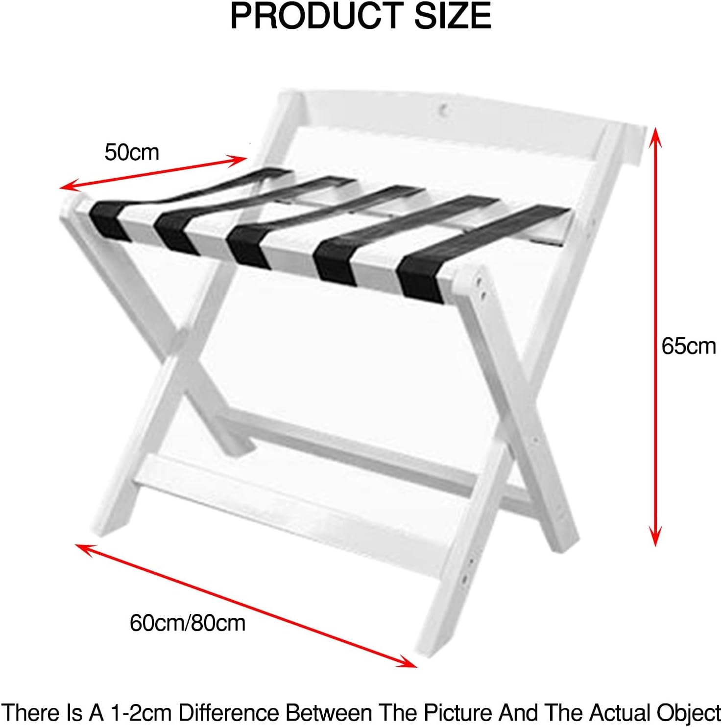 Home Luggage Rack, Folding Suitcase Stand with Nylon Straps, Space-saving, Suitable for Hotels and Guest Rooms(Color-1,80x50x65cm)