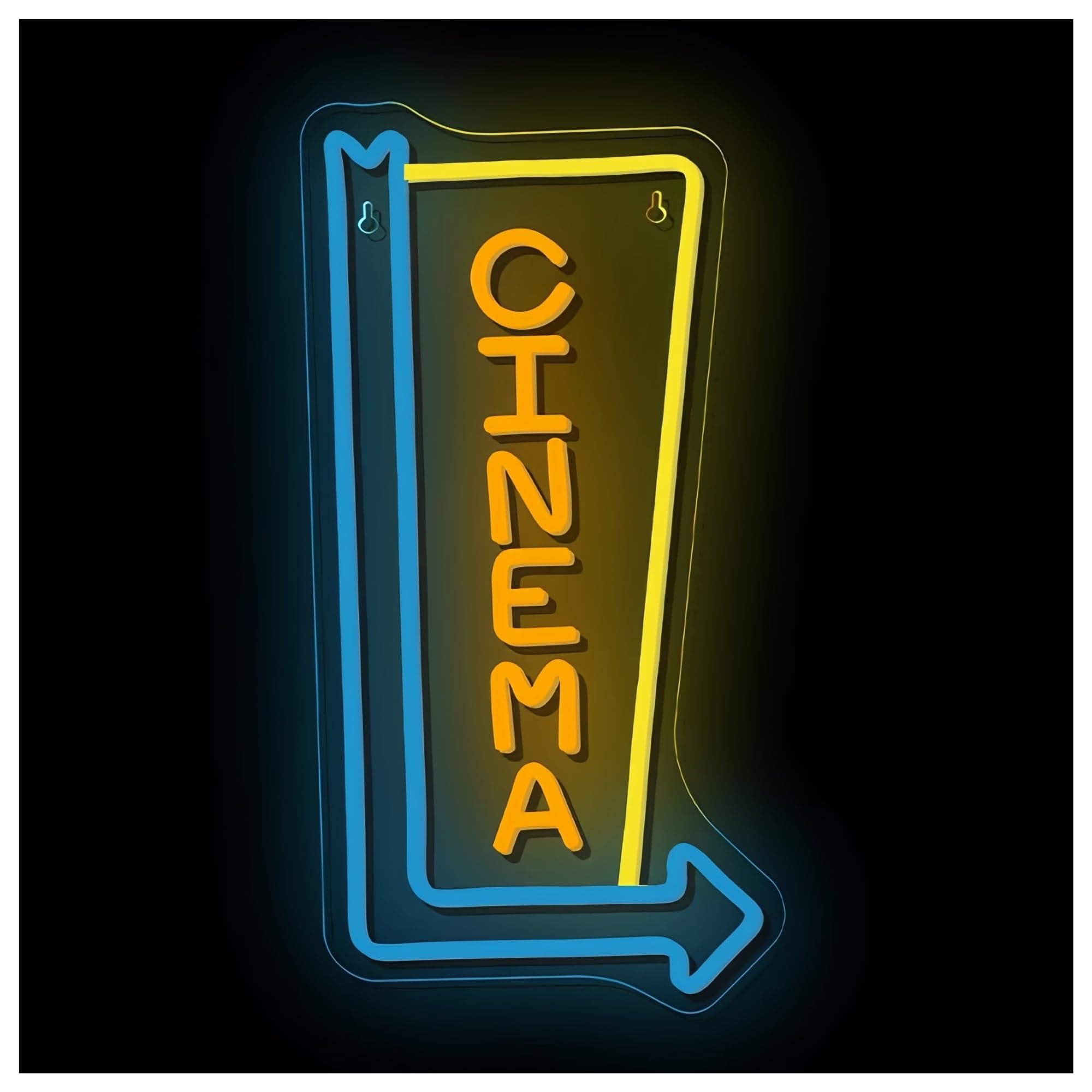 Decoración Lámparas Letreros De Neón Cinema Con Flecha Direccional Y Luz Regulable Para Cine En Casa, Entrada, Sala De Cine, Decoración De Pared, 18cmx39cm