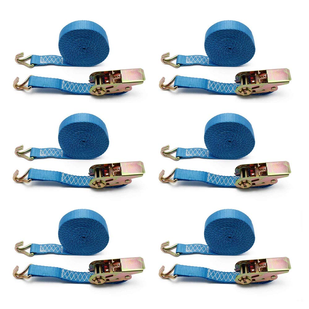 Lot De 6 Sangles D'arrimage à Cliquet Très Résistantes Et Réglables Avec Boucle à Came à Dégagement Rapide Pour Camionnettes, Moto, Camions, Remorques, Bagages - 0,5 M X 25 Mm - Noir