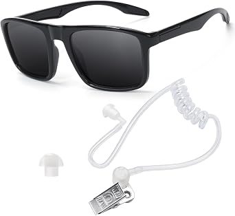 Agent Costume Set, Secret Service Costume Accessory Security Guard Kit Include Spy Earpiece, Sunglasses, Black Ties