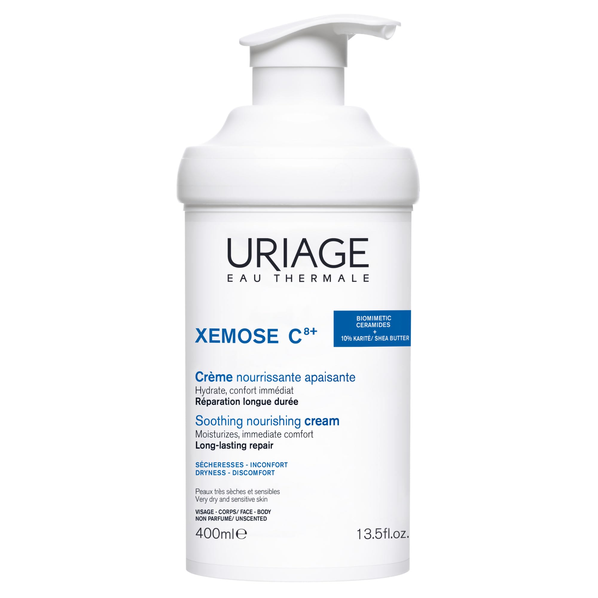 Uriage Xémose Lipid-Replenishing Anti-Irritation Cream 400ml - Face & Body - Very Dry Skin Prone to Atopy - Hydrates, Immediately Soothes Itching Sensations, Brings Long-Lasting Comfort