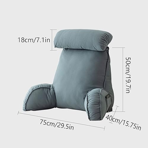 Miniatura 3 de Almohada de lectura con reposabrazos, almohada de apoyo para el respaldo, cojín de apoyo lumbar, con soporte para el cuello, con bolsillo, para